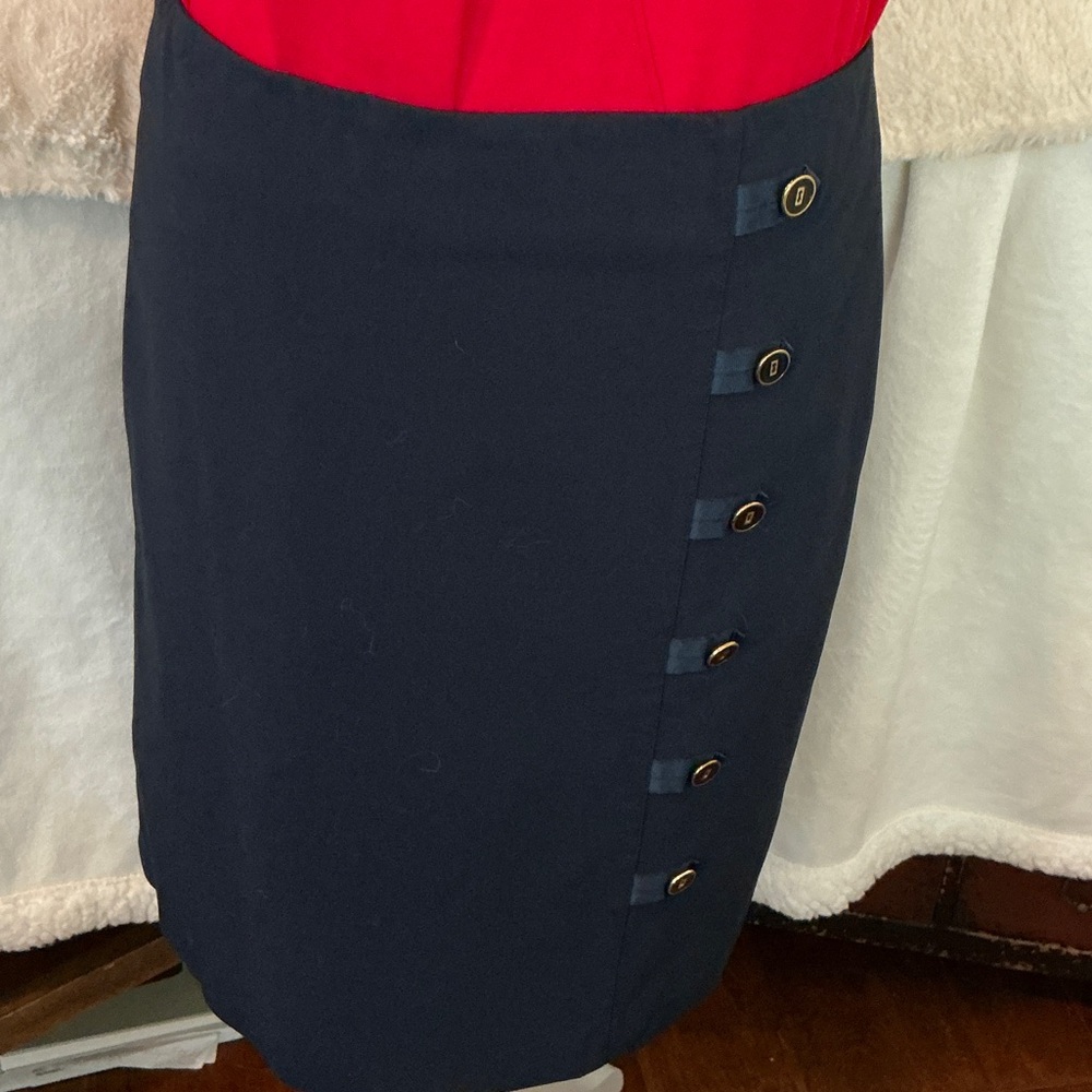 J. McLaughlin Navy Button-Accent Pencil Skirt - image 1